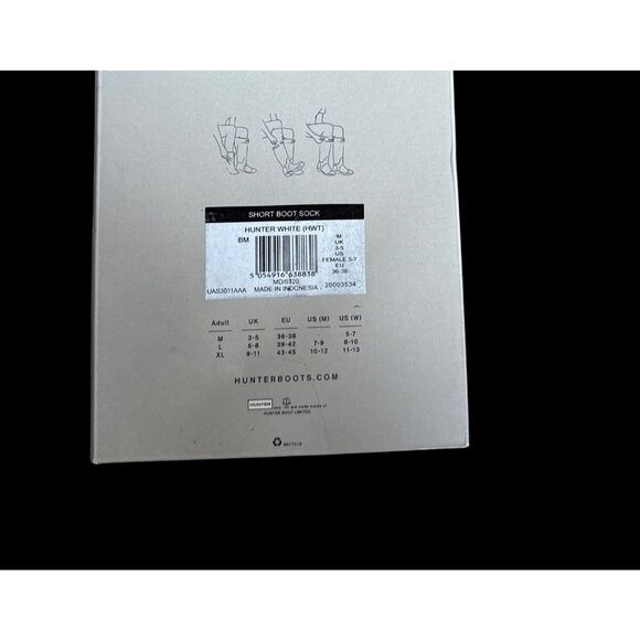 Hunter Short Boot Socks Liners Original Logo White Size Medium - New in Box - Picture 2 of 3